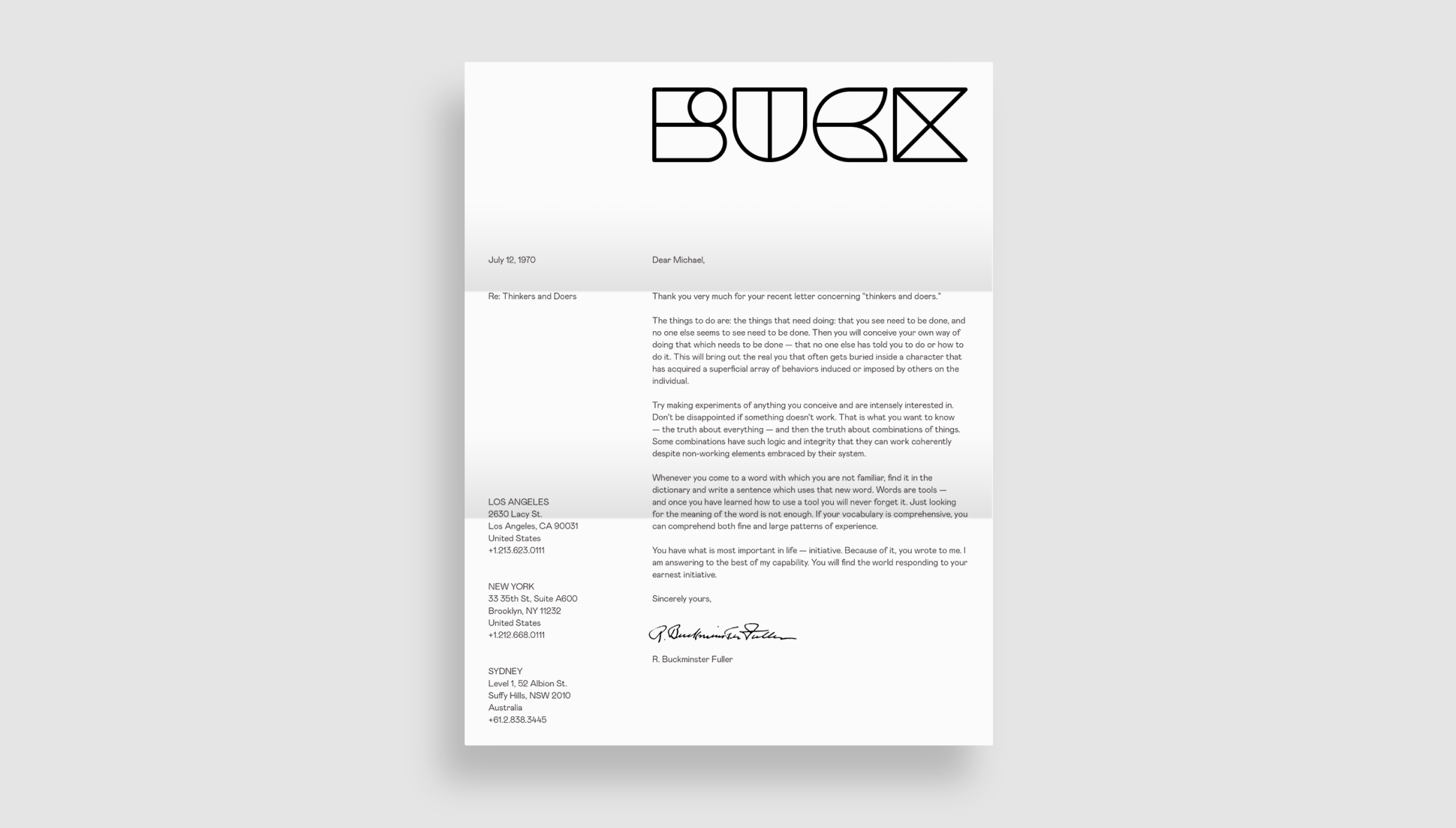 BUCK Letterhead